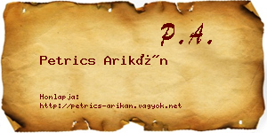 Petrics Arikán névjegykártya